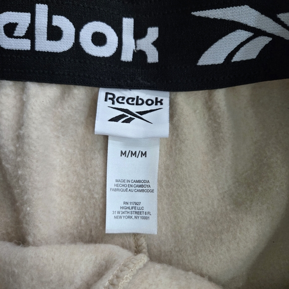 Reebok Beige Fleece Joggers | Size M | Cotton Blend | Zip Pocket | Comfy Fit - Picture 8 of 8